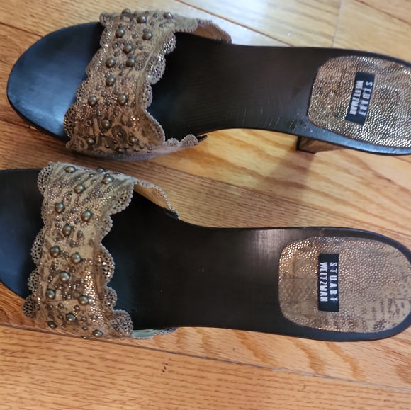 STUART WEITZMAN PLATFORM OPEN TOES MULES - Picture 4 of 9